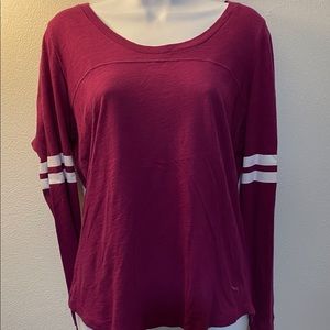 Large PINK Victoria Secret long sleeve jersey tee in burgundy